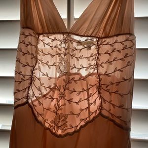 La Perla glamorous pale pink w/ivory lace braided shoulder straps nightdress